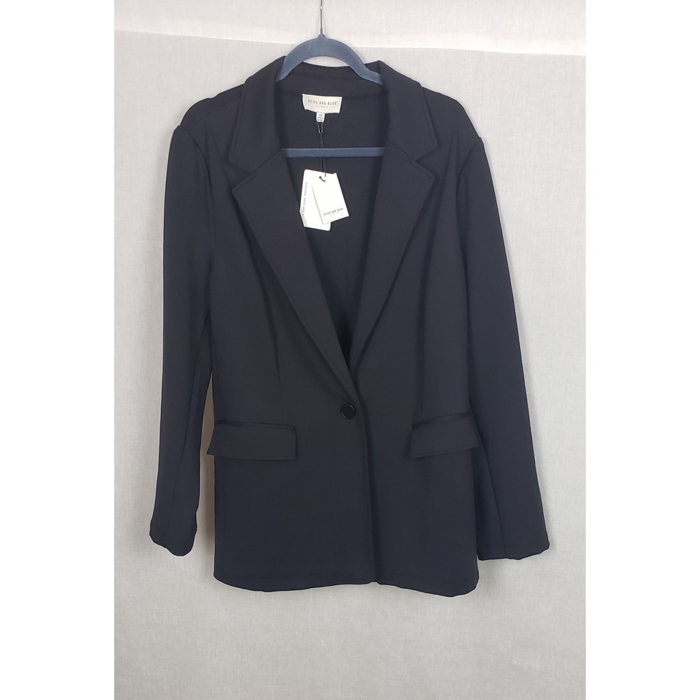 Skies Are Blue Curvy Black One Button Blazer Jacket 2X Classy Career Work Casual